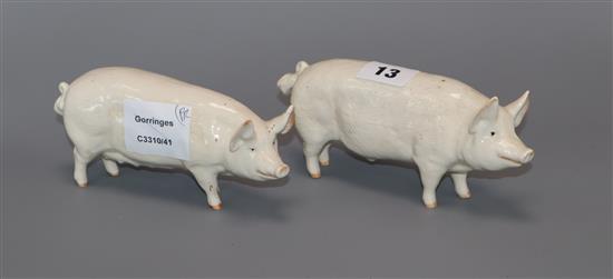 A pair of Beswick pigs length 15cm